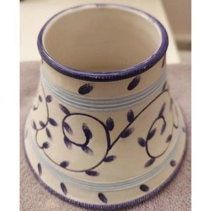 Yankee Candle Ceramic Large Candle Shade Topper Blue Vine With Linen Finish
